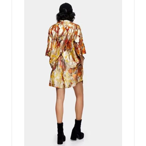 Topshop Metallic Jacquard Elastic Drawstring Relaxed Fit Shorts, Size 10, NWT - Picture 2 of 11